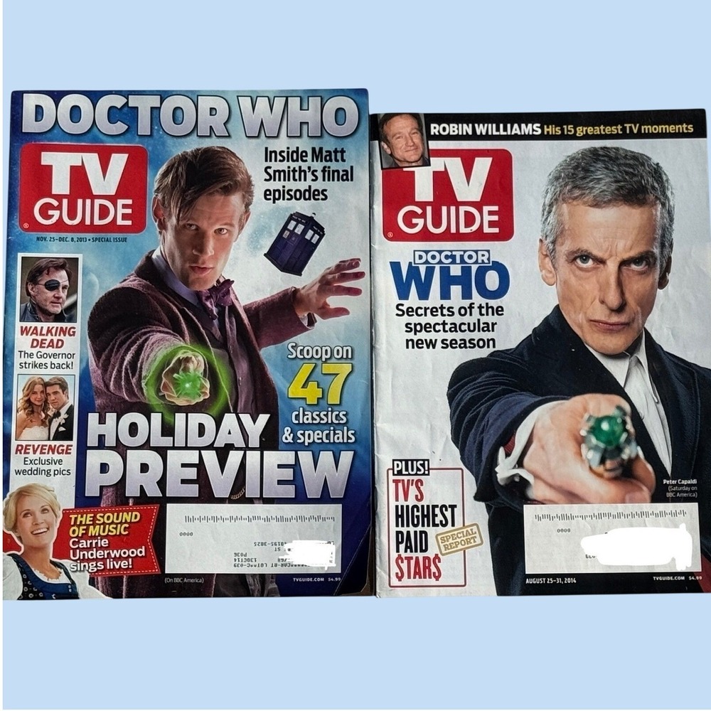 TV Guide Doctor Who Magazine Lot Matt Smith Peter Capaldi Sci-Fi Fan Multi-Color